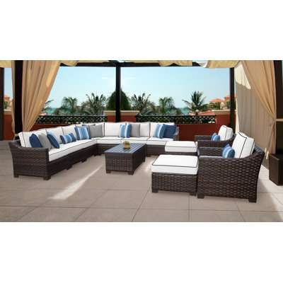 Wicker/Rattan 10 - Person Seating Group with Cushions by kathy ireland Homes and Gardens by TK Classics