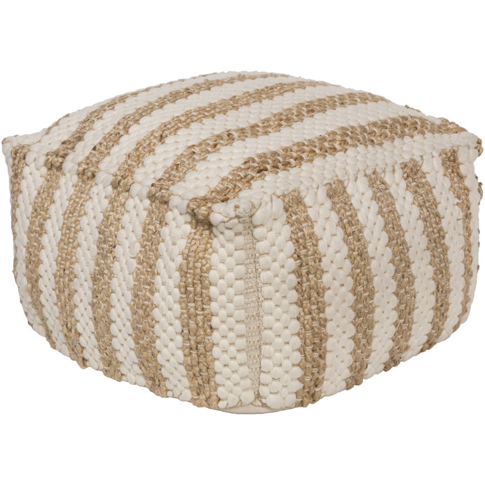 Joss and Main Henrietta 20" Wide Square Striped Pouf Ottoman