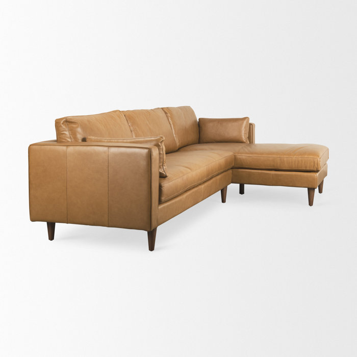 Joss and Main Amalbena 111.4" Wide Genuine Leather Sofa & Chaise