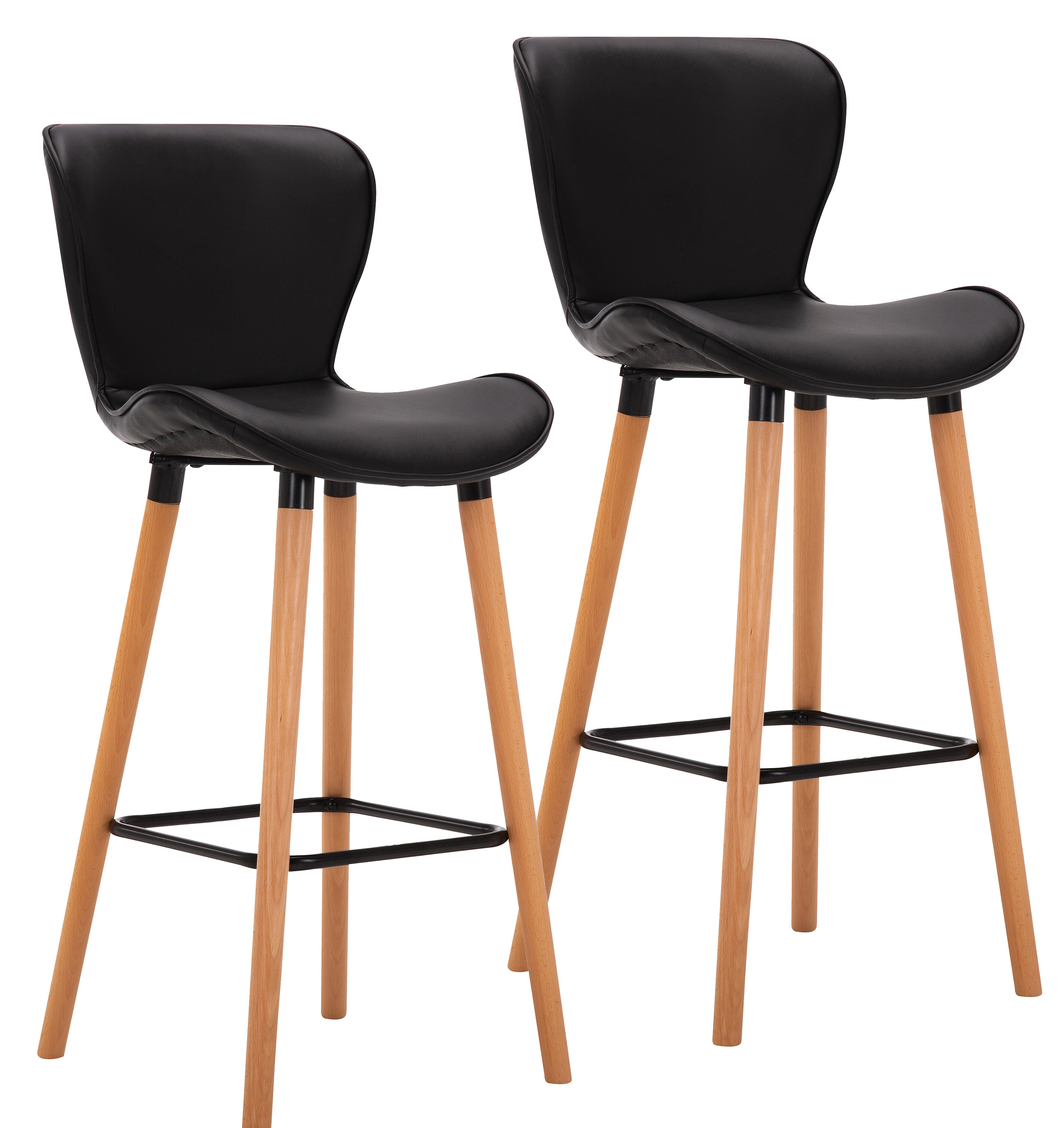 black PU plastic Set of 2 barstools black PU plastic Set of 2 barstools