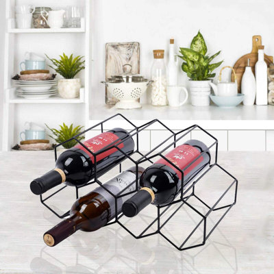 Rondallyn Tabletop Wine Bottle & Glass Rack in Black