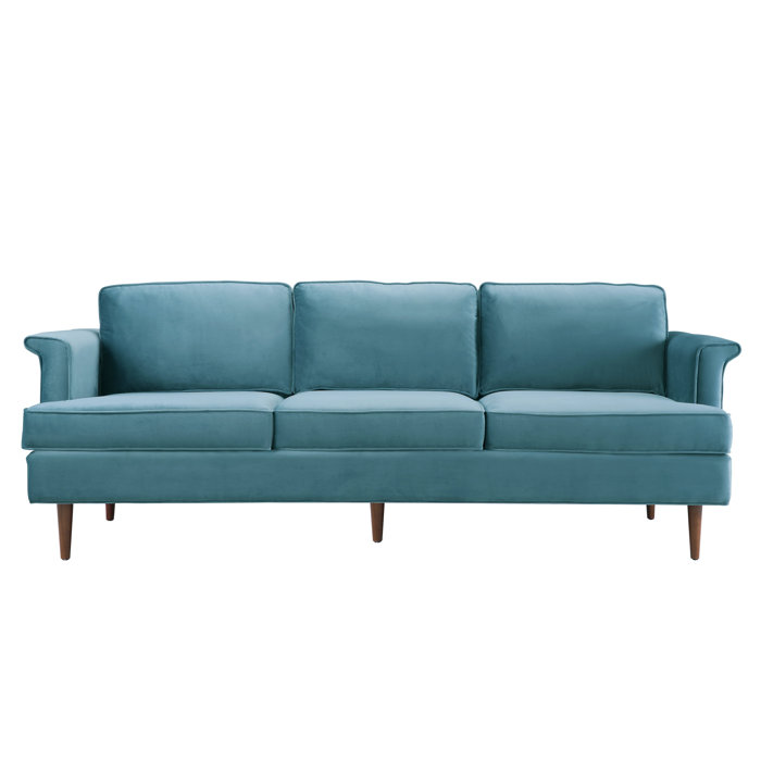 Joss and Main Steffen 87.4" Wide Velvet Rolled Arm Sofa