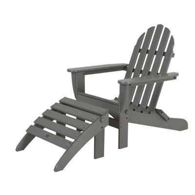 Classic Adirondack Plastic/Resin Folding Chair with Ottoman by POLYWOOD