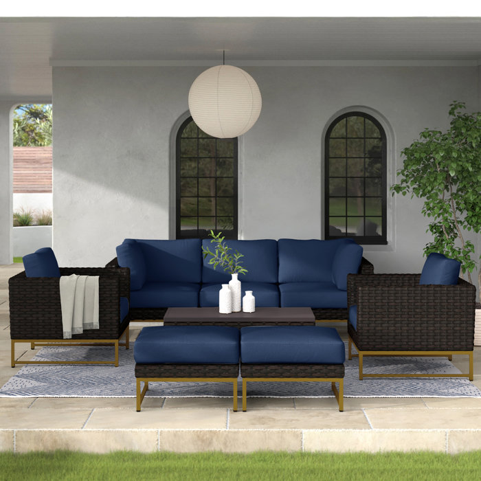 Joss and Main 8 Piece Rattan Sofa Seating Group with Cushions