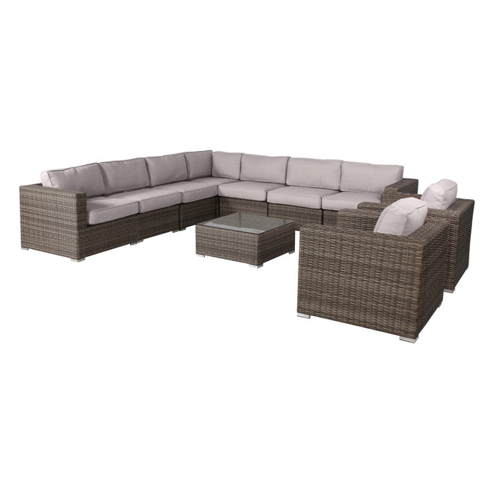 Sol 72 Outdoor Lazaro Rattan Sectional Seating Group with Cushions