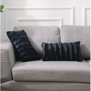 black furry throw pillows