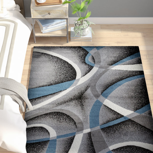 Ebern Designs Juelz Abstract Gray/Blue/White Area Rug & Reviews | Wayfair