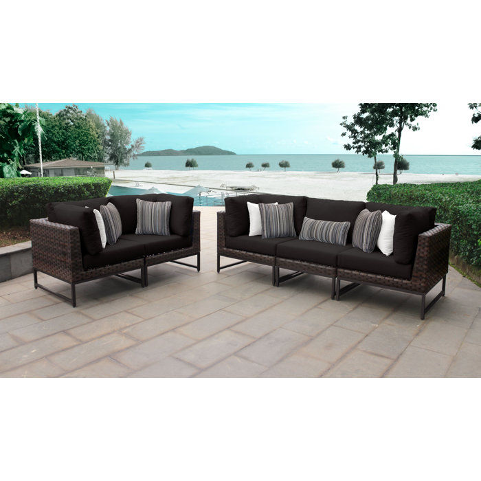 Joss and Main Nauvoo Outdoor Wicker Patio Sofa with Cushions