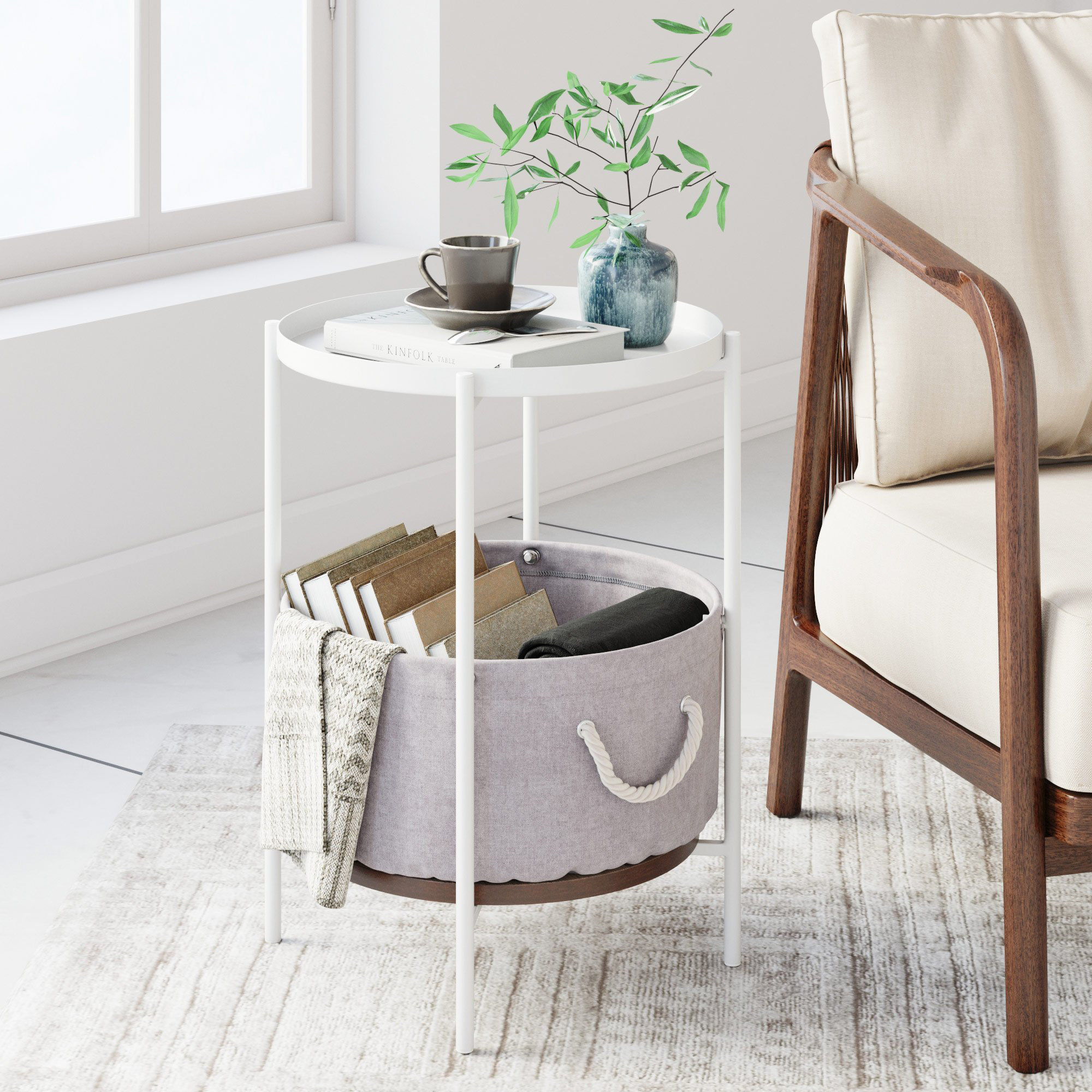 white nursery end table