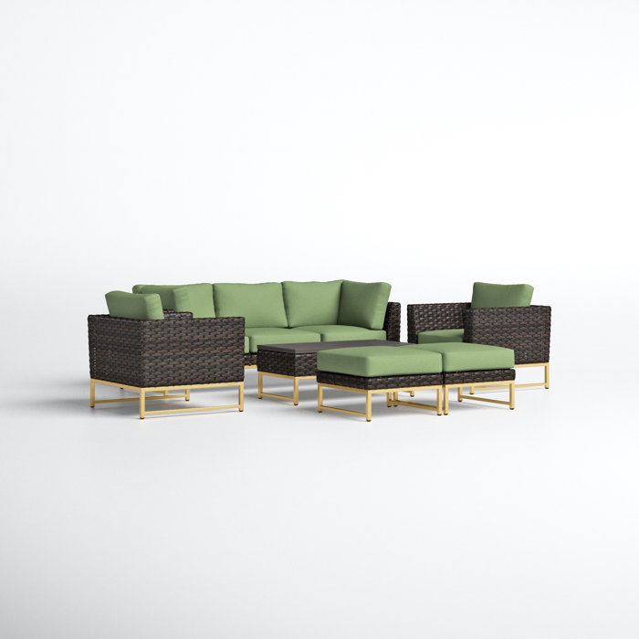 Joss and Main 8 Piece Rattan Sofa Seating Group with Cushions