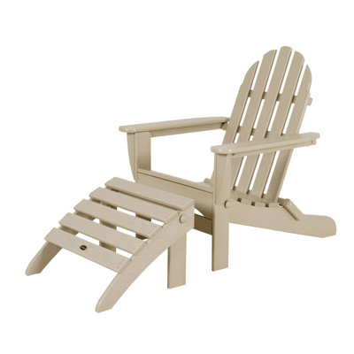 Classic Adirondack Plastic/Resin Folding Chair with Ottoman by POLYWOOD