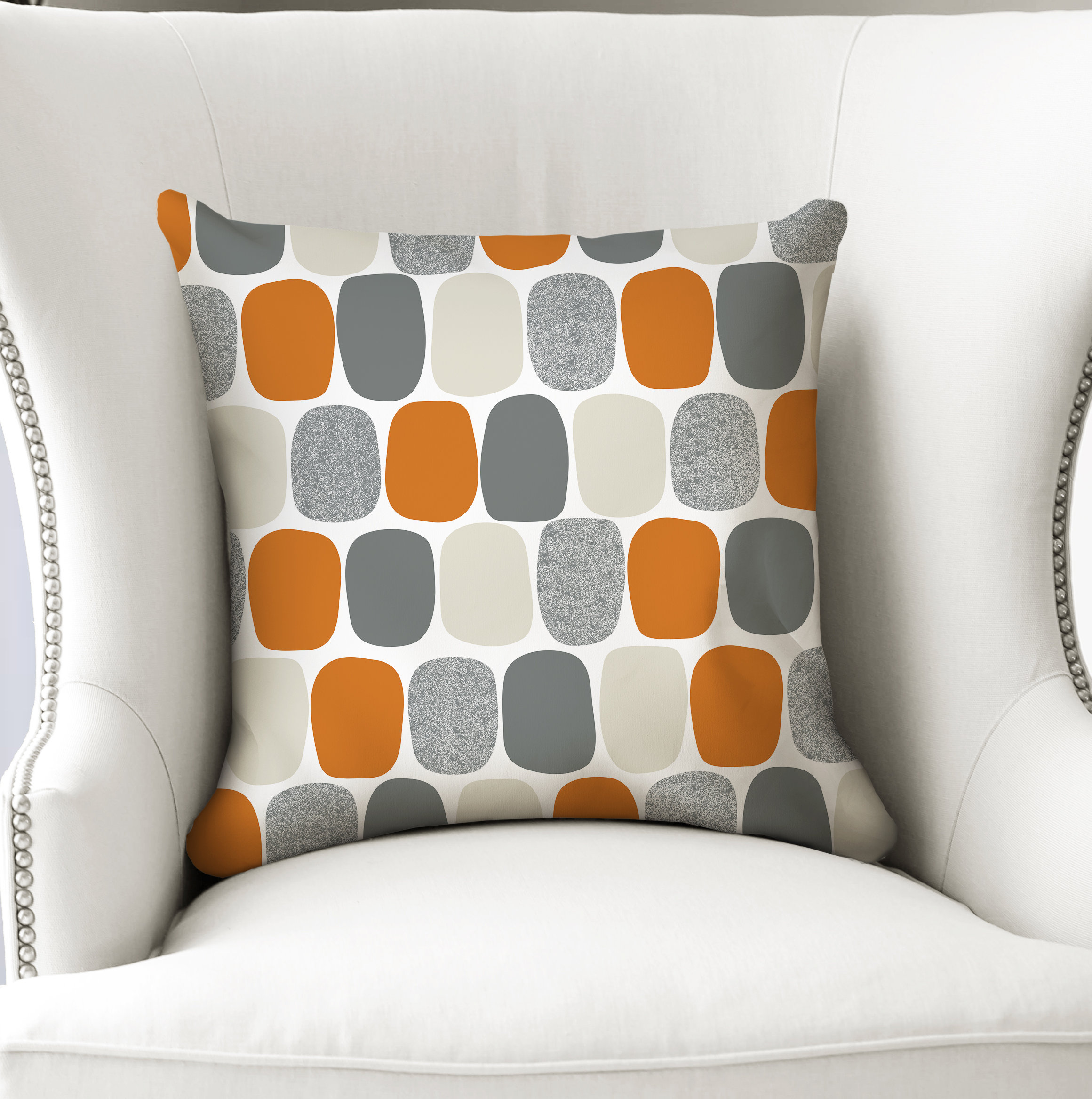 orange and gray throw pillows