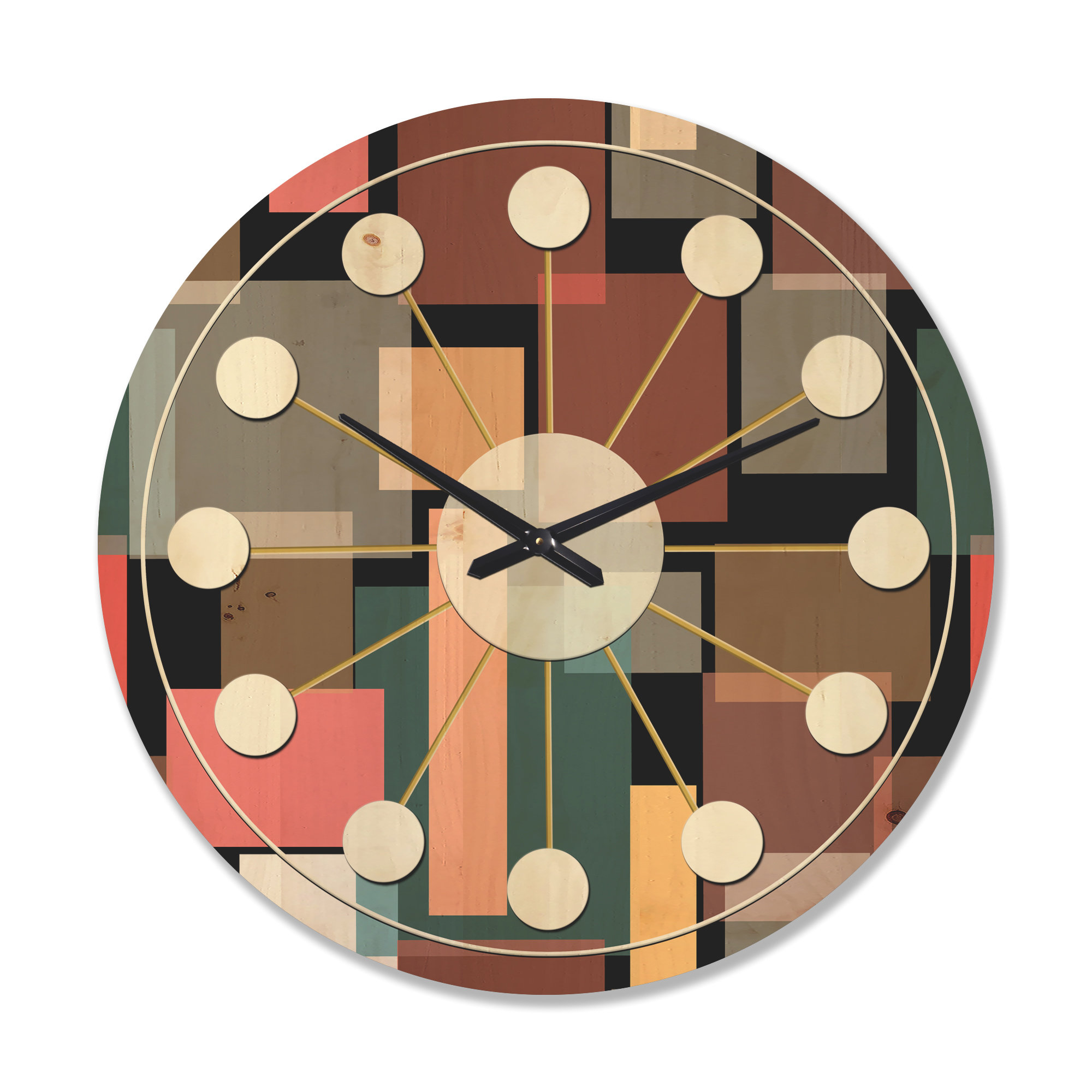 East Urban Home Square Design II Wood Wall Clock Wayfair   Square Design Ii Wood Wall Clock 