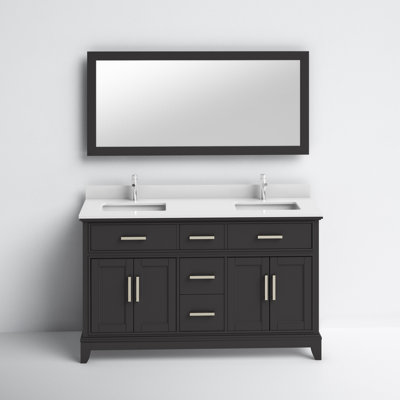 Blevens 60" Double Bathroom Vanity Set with Mirror by Joss and Main