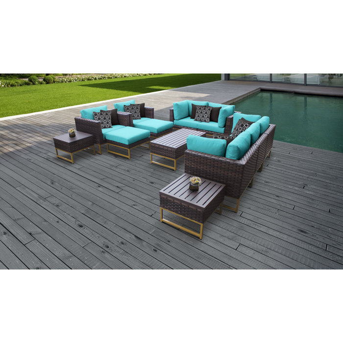 Joss and Main 6 Piece Rattan Sectional Seating Group with Cushions