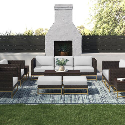 6 Piece Rattan Sectional Seating Group with Cushions by Joss and Main