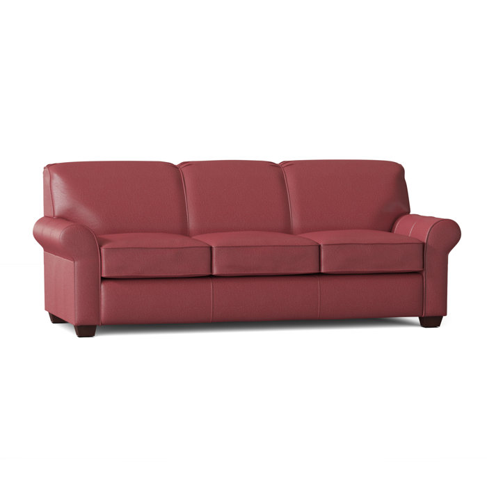 Lark Manor Mojave 81" Genuine Leather Rolled Arm Sofa