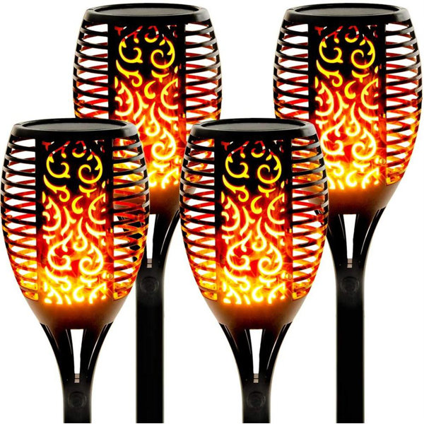 4PCS 12 LED Solar Torch Light Dancing Flickering Flame Lamp Dusk Dawn Outdoor