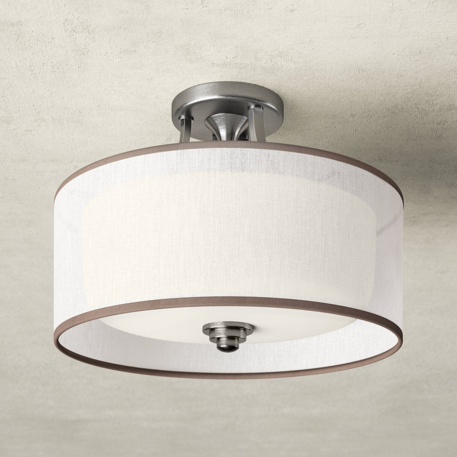 Doorfield 3 - Light 15" Shaded Drum Semi Flush Mount