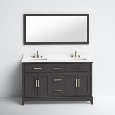 Blevens 60" Double Bathroom Vanity Set with Mirror by Joss and Main