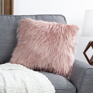 pink fuzzy throw pillows