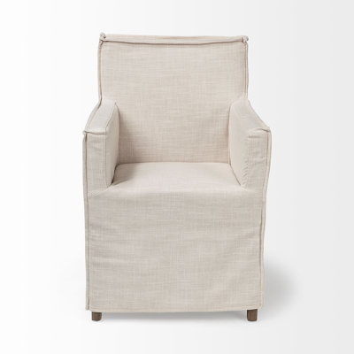 Caple Linen Arm Chair in Cream by Darby Home Co
