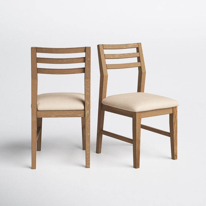 Joss and Main Shae Ladder Back Side Chair in Cream/Light Brown