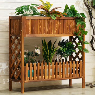 Calais Rectangular Multi-Tiered Solid Wood Plant Stand