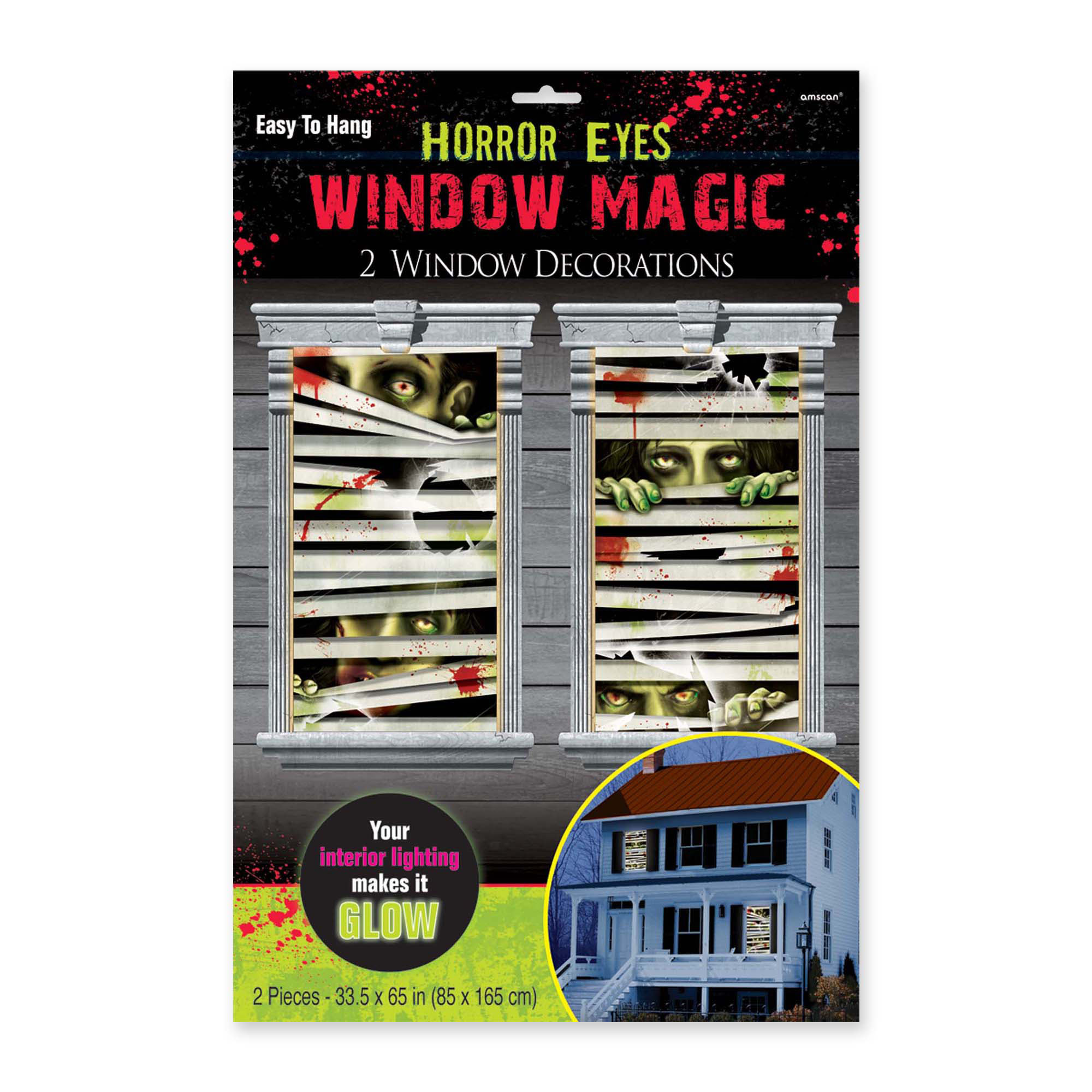 HALLOWEEN WINDOW MAGIC HORROW EYES WINDOW DECORATIONS PACK OF 2 AMSCAN