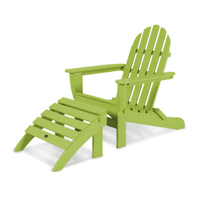 Classic Adirondack Plastic/Resin Folding Chair with Ottoman by POLYWOOD