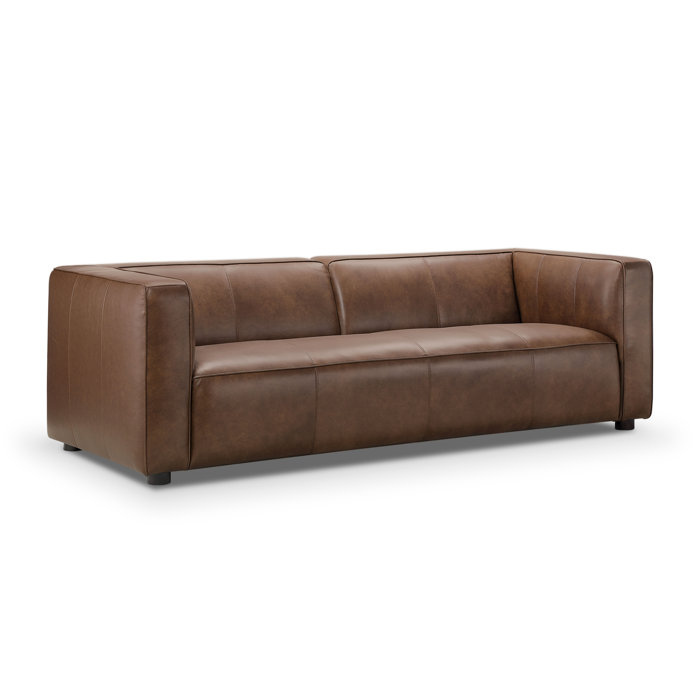 Joss and Main Sorrentino 94" Genuine Leather Tuxedo Arm Sofa