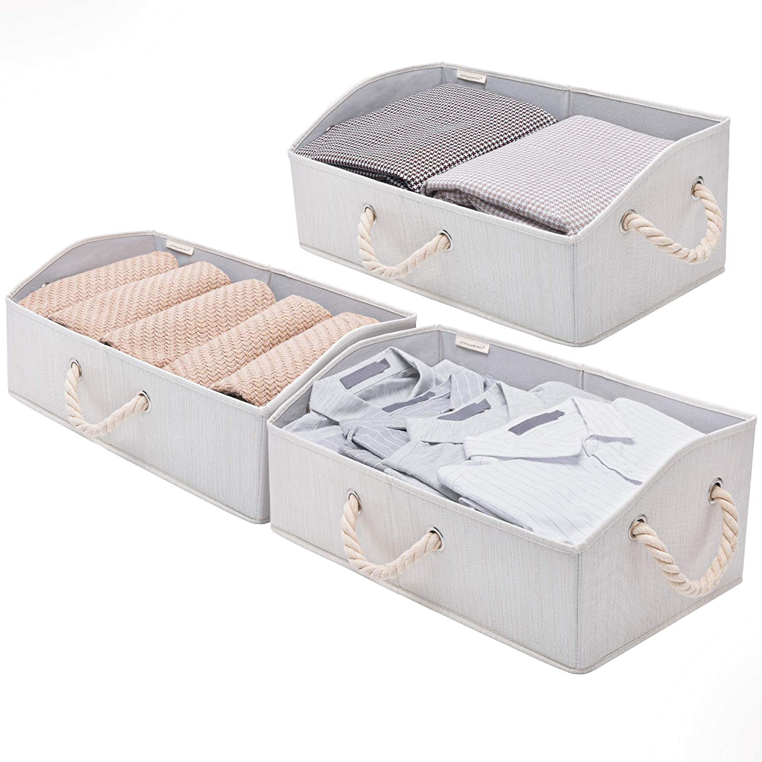 3 Pack Storage Bins Trapezoid Large Storage Box Foldable Fabric Bins and Bin x
