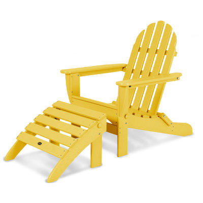 Classic Adirondack Plastic/Resin Folding Chair with Ottoman by POLYWOOD