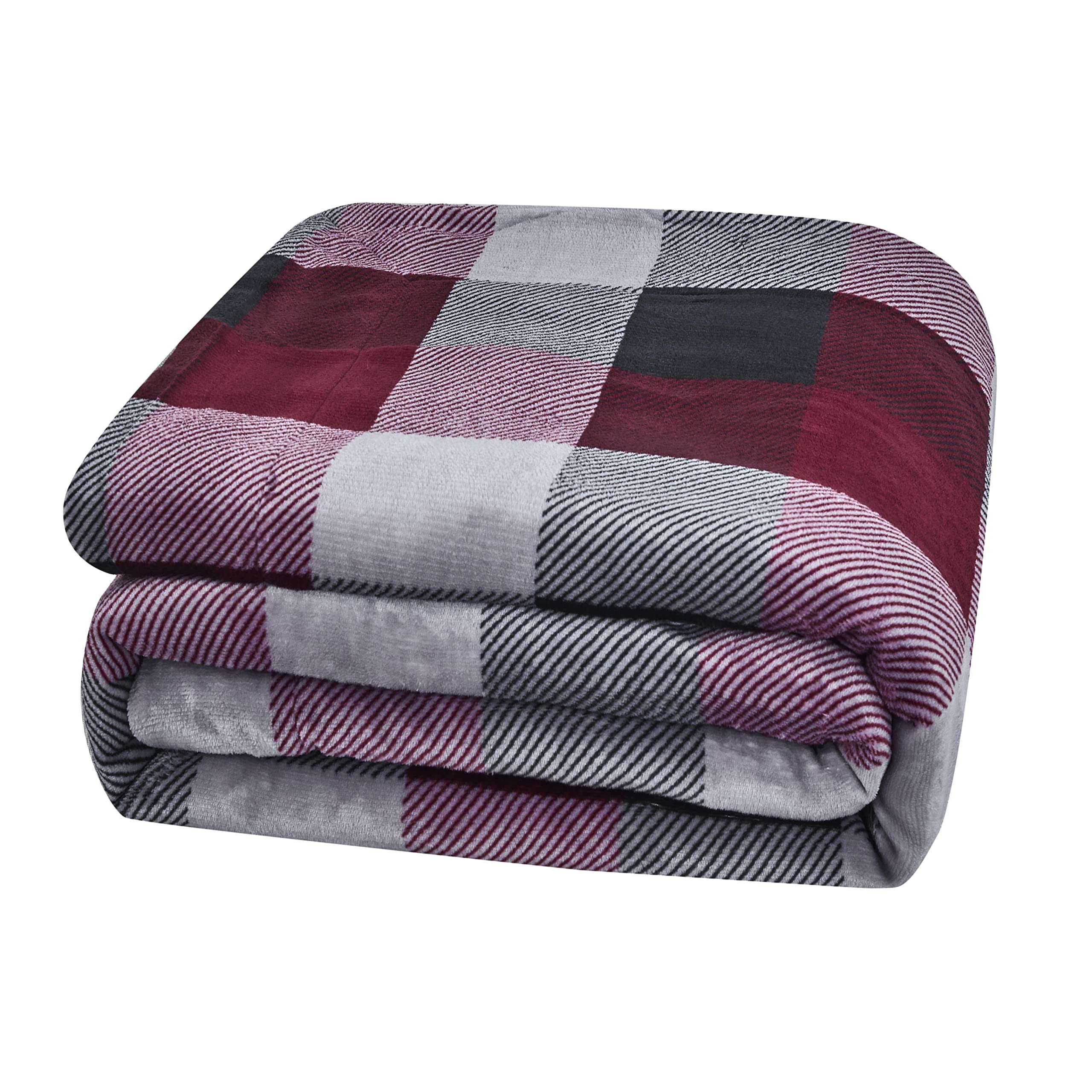 Camping Couch Bed Sherpa Flannel Blanket Throw Size 50 x 70 inches Plush Throw Blanket for Sofa Travel – Super Soft Microfiber Blanket 