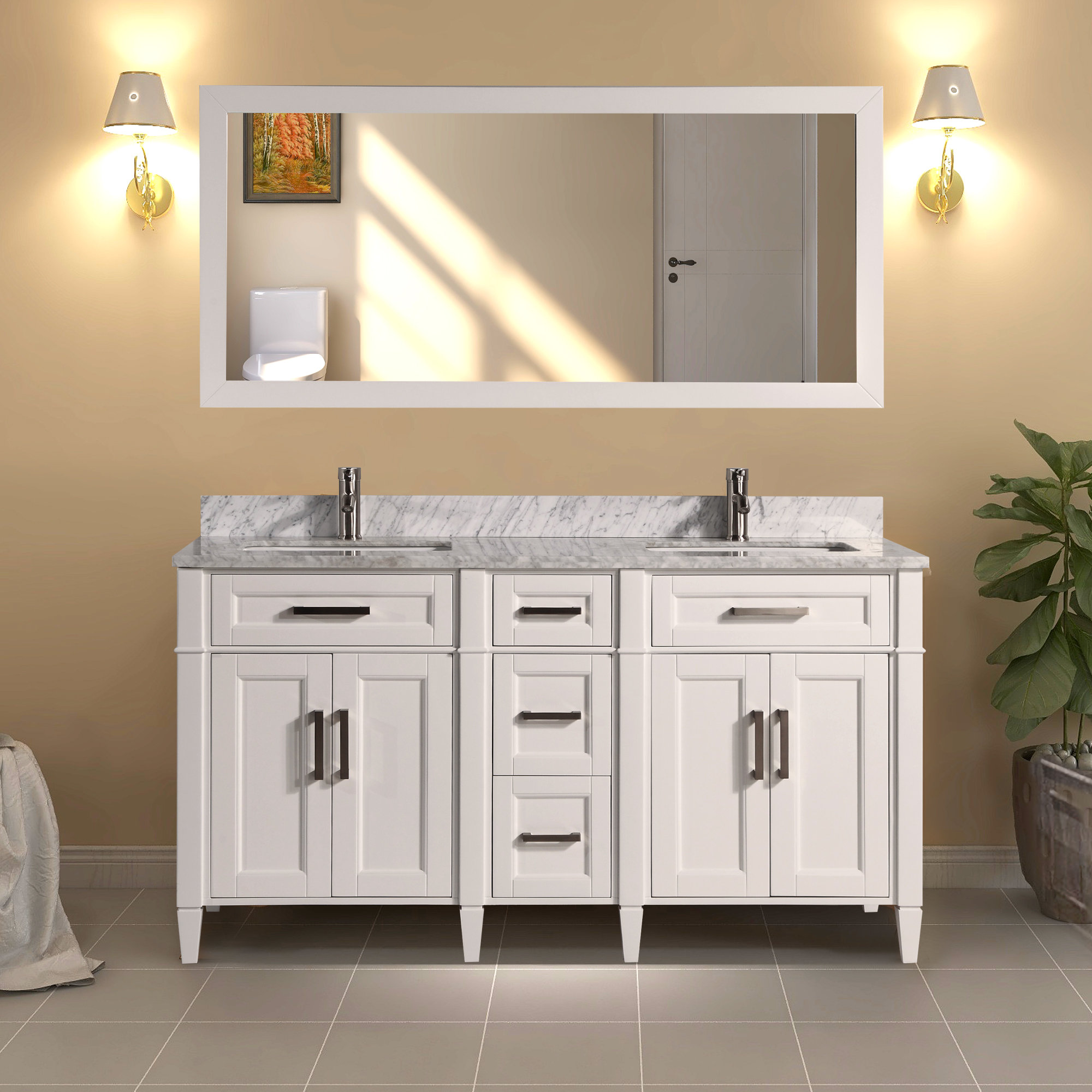 Gracie Oaks Monadnock 59 8 Double Bathroom Vanity Set With Mirror Reviews Wayfair