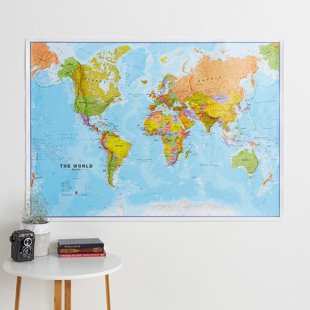 World Map Art Paint Silk Canvas Fabric Poster Tapestry Bar Coffee Wall Decor 33 