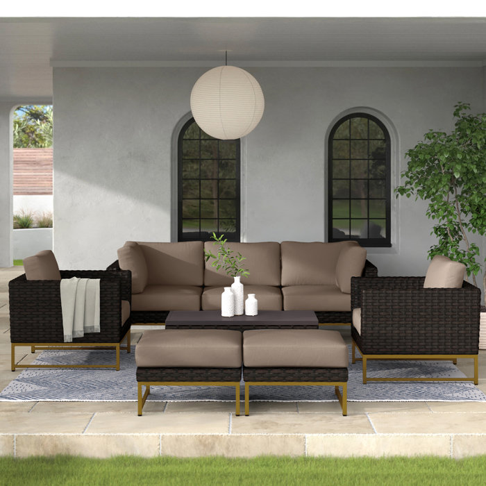Joss and Main 8 Piece Rattan Sofa Seating Group with Cushions