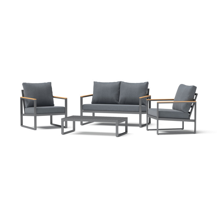 Joss and Main Navidad Metal 4 - Person Seating Group with Sunbrella Cushions