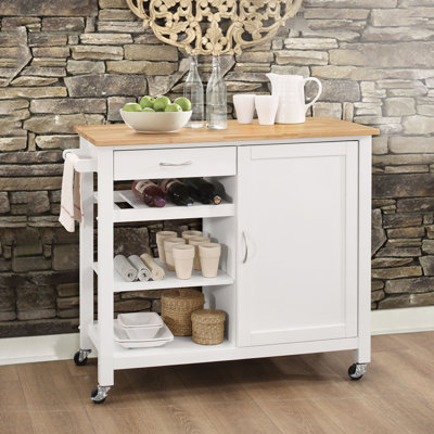 Kitchen Cart With Solid Wood Top