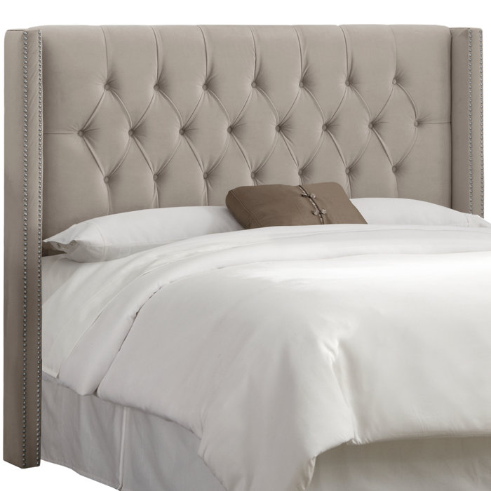 Joss and Main Rhett Velvet Upholstered Wingback Headboard