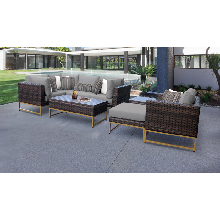 Joss and Main Nauvoo 8 Piece Rattan Sectional Seating Group with Cushions