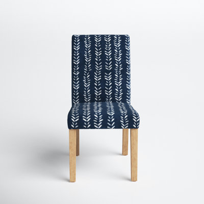 Harris Cotton Upholstered Parsons Chair in Blue/White by Joss and Main