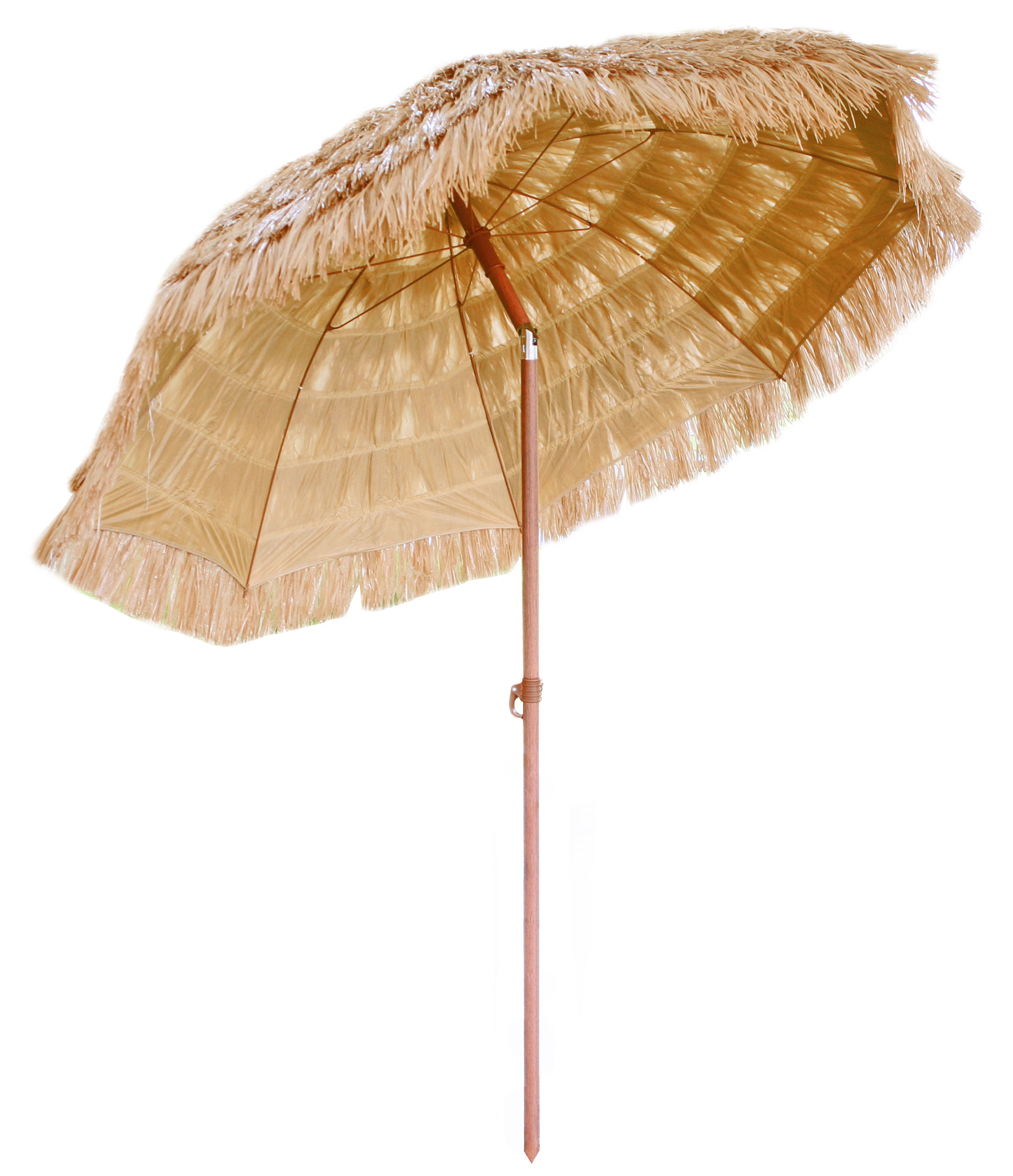 Tiki Parasol Tropical Hawaïen De Parasol en Paille Raphia avec Bouton-Poussoir Inclinable Naturel Couleur SDFGO Parasol De Plage pour Patio 6,5ft Touche d/'exotisme avec des Franges imitées Paille