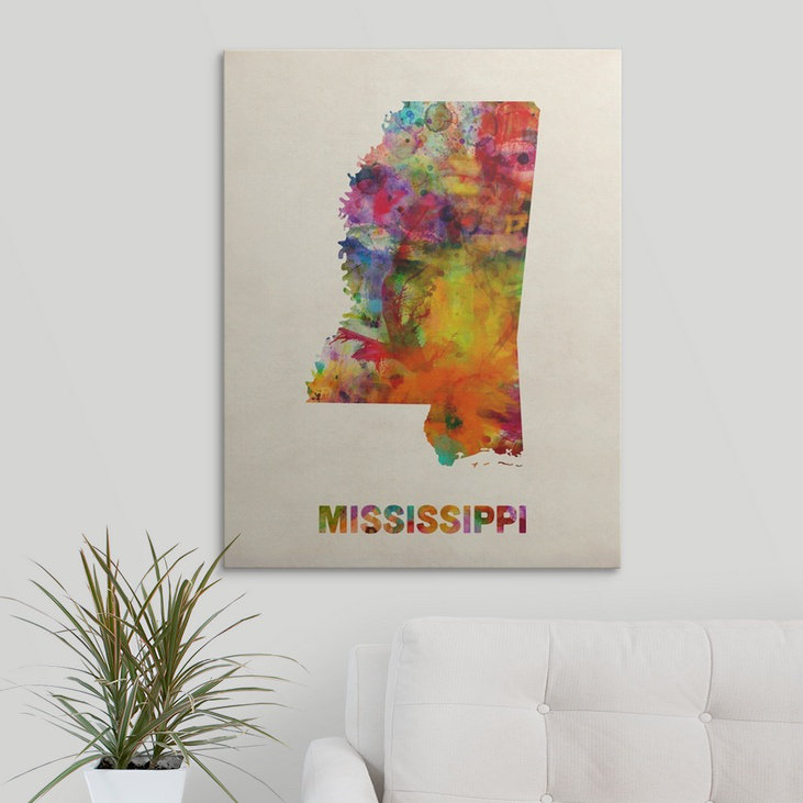 State Map of Mississippi Mississippi Map Art Print Watercolor Illustration Wall Art Home Decor Gift COLOUR PRINTS
