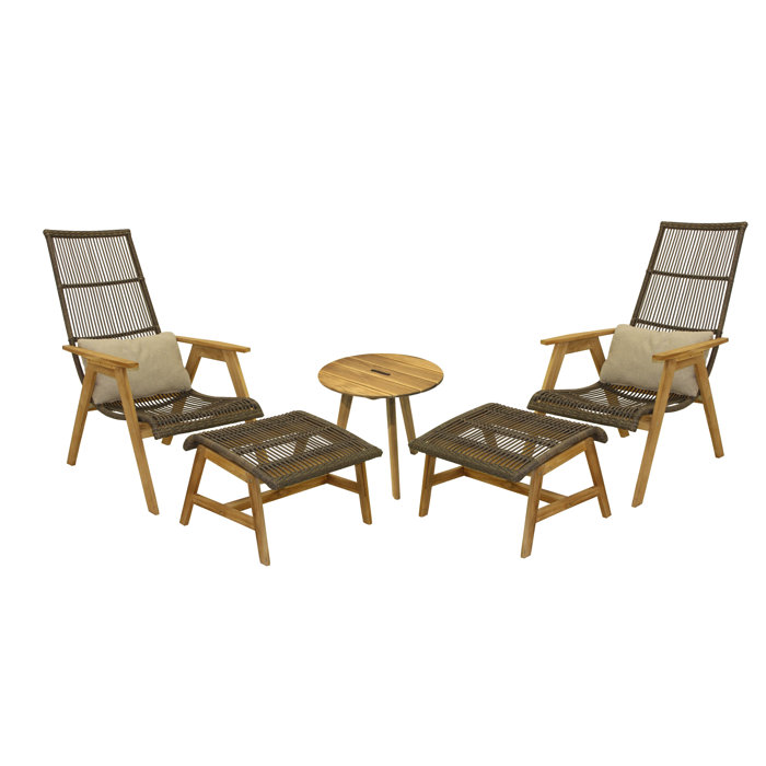 Joss and Main Chrissy 5 Piece Teak Seating Group