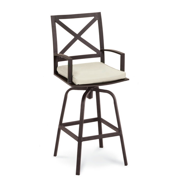 Sol 72 Outdoor Mulcahey Swivel Stool with Cushion