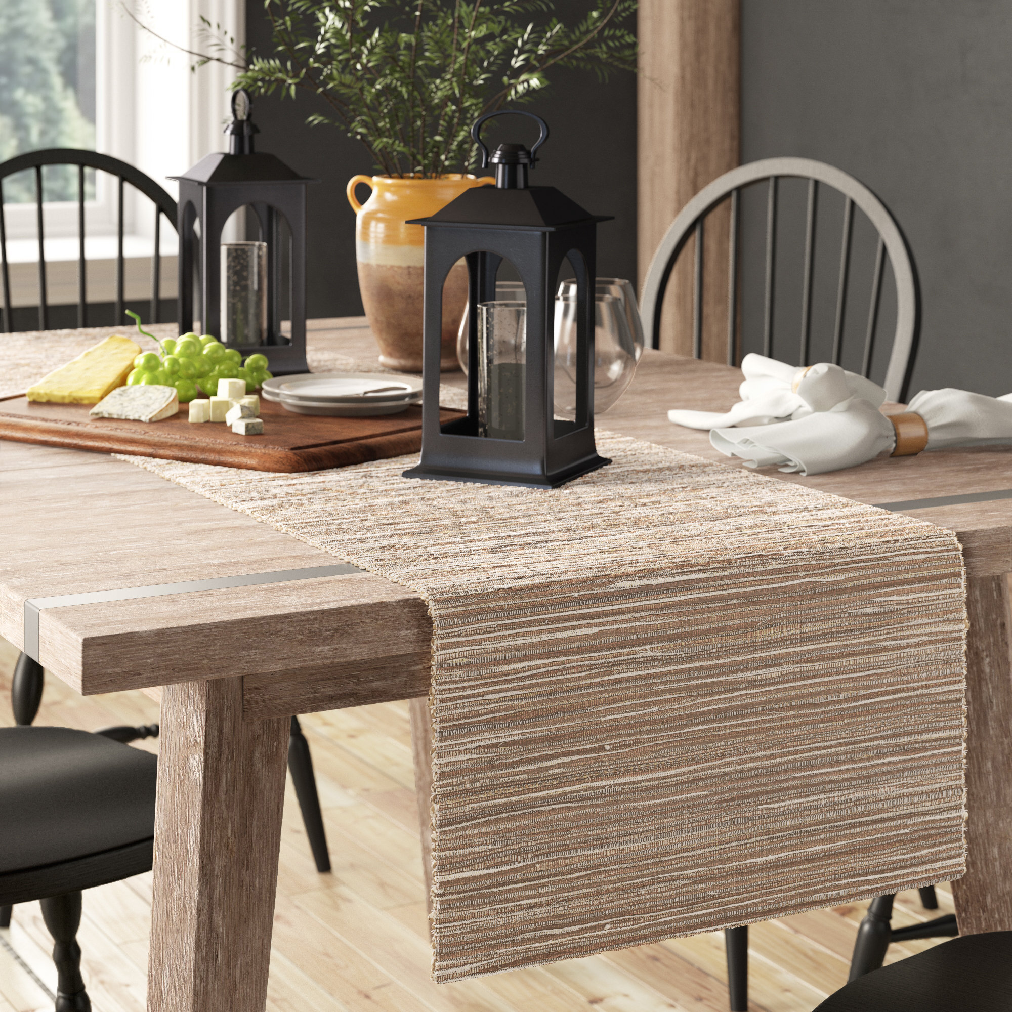 Q-Beans Decorative Table Runner Washable and Reusable for Kitchen Dining Room Size: 16 x 72 inch Indoor and Outdoor Nice Beautiful Wood Q-Beans Decorative Table Runner Washable and Reusable for Kitchen Dining Room Size: 16 x 72 inch Indoor and Outdoor Nice Beautiful Wood