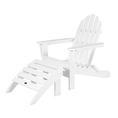 Classic Adirondack Plastic/Resin Folding Chair with Ottoman by POLYWOOD