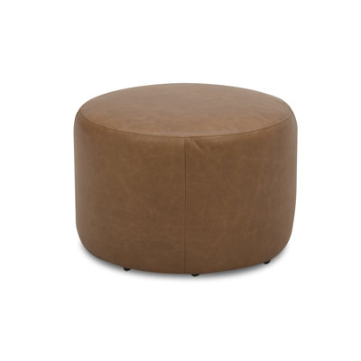 Finley 24" Wide Genuine Leather Round Cocktail Ottoman by Joss and Main