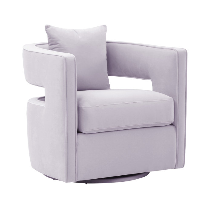 Joss and Main Fritz 76.96Cm Wide Velvet Swivel Barrel Chair